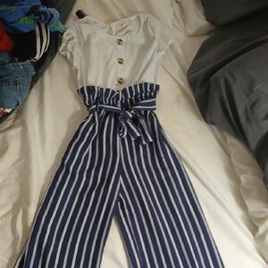Elegant Striped Navy and White Kids Dress